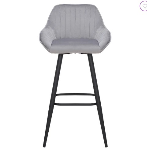 450 - 1 x Hennen grey upholstered 76cm bar stool RRP £72 - Already assembled