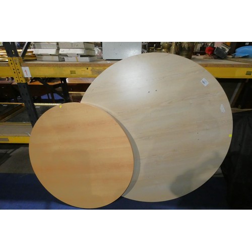 1507 - 2 x wood effect round table tops (no legs are included) comprising 1 at diameter approx 150cm and 1 ... 