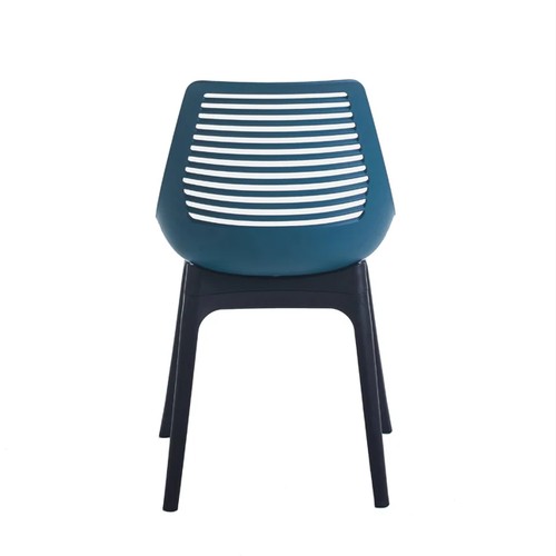 464 - 2 x Eden blue plastic dining chairs RRP £104 - Already assembled