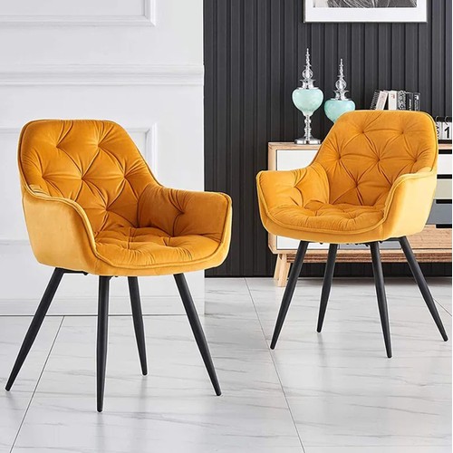 466 - 2 x Canora Runge orange velvet upholstered armchairs RRP £162 - Already assembled