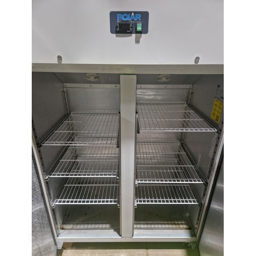 1142A - A commercial mobile tall double door fridge by Polar type DC663-02 - trade.  Tested Working