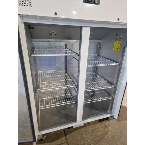 1142B - A commercial mobile tall double door fridge by Polar type DC663-02 - trade.  Tested Working