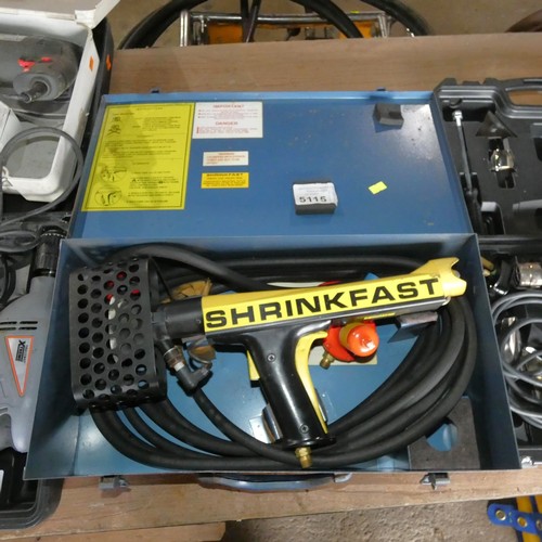 5115 - 1 x Shrinkfast gas heat gun with hose, regulator and a metal carry csse