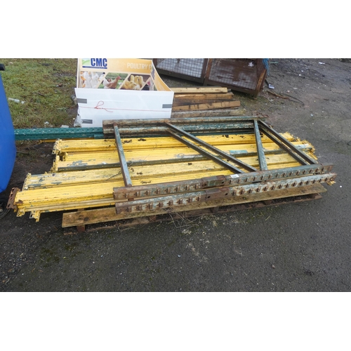 7029 - 1 x bay of pallet racking comprising of 2 uprights approx 110cm w x 200cm high and 12+ cross beams a... 