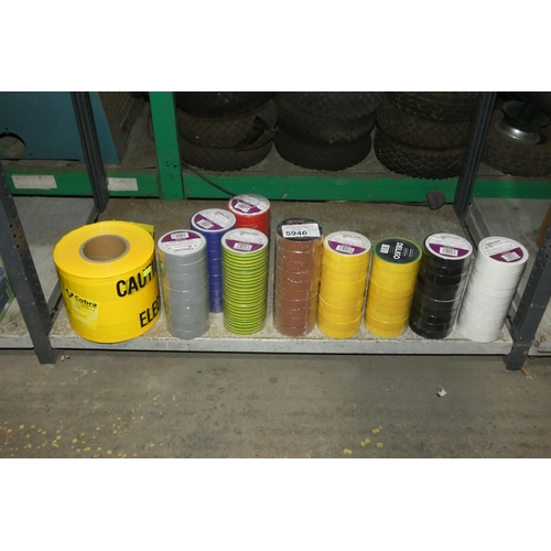 5946 - A quantity of various rolls of PVC insulation tape and 1 x roll of underground warning tape. Content... 