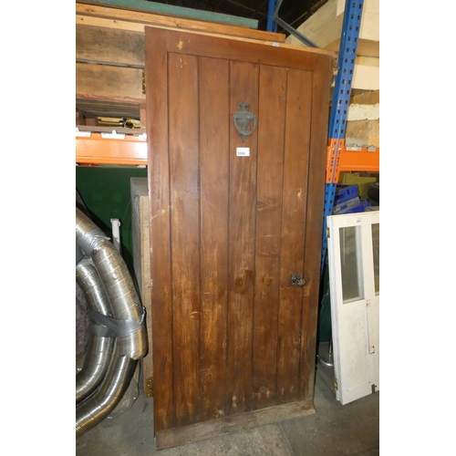 5996 - 1 x Cedar external door approx 90 x 197cm high - has been previously fitted, front face is drill / p... 