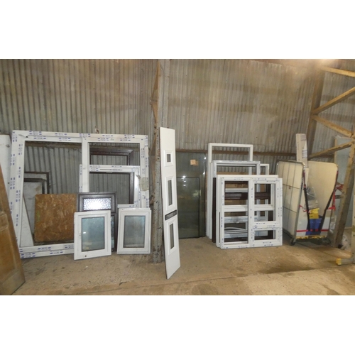 6003 - 14 x various white and wood effect UPVC windows, largest is approx 202 x 186cm, smallest approx 50 x... 