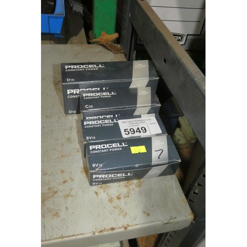 5949 - 4 x boxes of Procell batteries (3 x full boxes of 10 and 1 box of 9v contains 7 batteries)