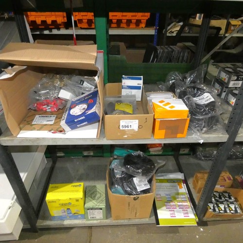 5961 - A quantity of various items including HDMI leads, electrical installation condition report books, a ... 