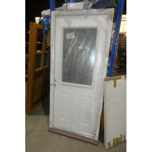 5984 - 1 x UPVC external door with frame and glass fitted overall approx 93cm x 209cm high