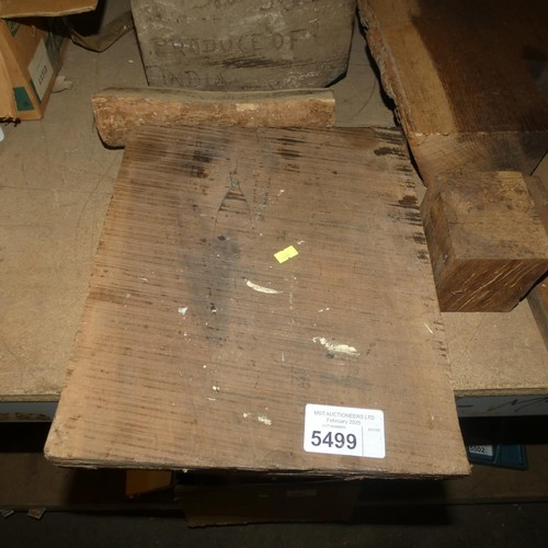 5499 - A quantity of various size pieces of tropical hardwoods. Some are labelled with the type of wood it ... 