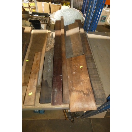 5499 - A quantity of various size pieces of tropical hardwoods. Some are labelled with the type of wood it ... 