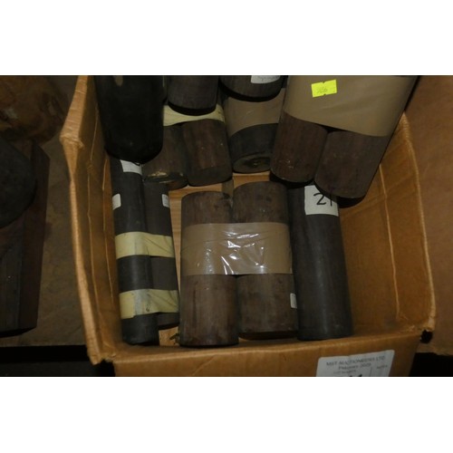 5511 - 1 box containing a quantity of various cylinder shaped pieces of tropical hardwood including Ebony -... 