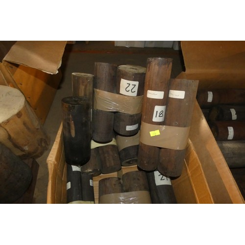 5511 - 1 box containing a quantity of various cylinder shaped pieces of tropical hardwood including Ebony -... 