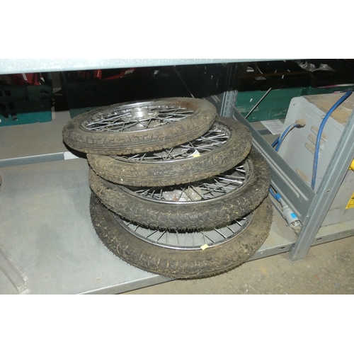 6372 - 4 x wire spoke motorcycle wheels with tyres