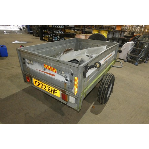 6993 - A single axle, un-braked  trailer, no make or model visible, the body measures approx 150cm long x 1... 