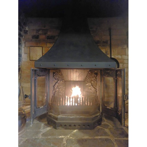 5369 - A Dovre 2000 cast iron multifuel stove with black metal canopy and installation / instruction manual... 