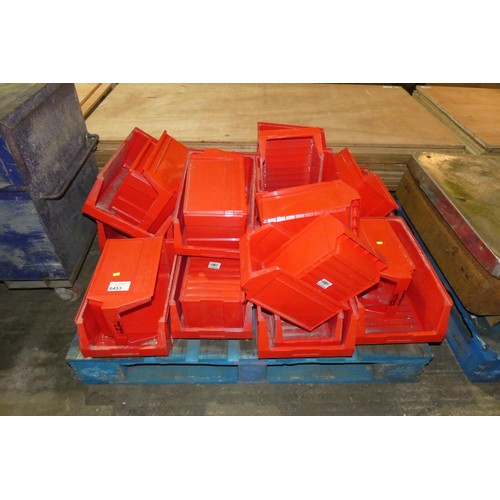 6453 - 1 pallet containing a quantity of various red plastic Lin type storage bins (larger sizes)