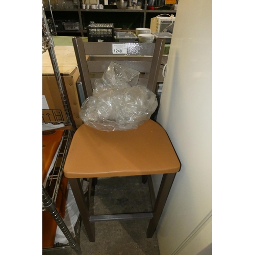 1248 - A tall industrial style metal framed stool with plastic seat