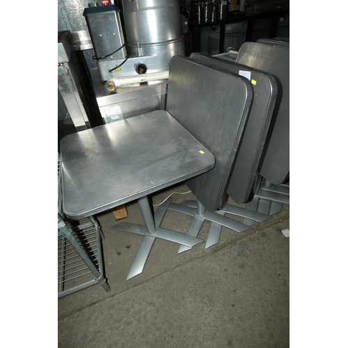 1276 - 3 x metal topped folding easy store square cafe type tables approx 60x60cm