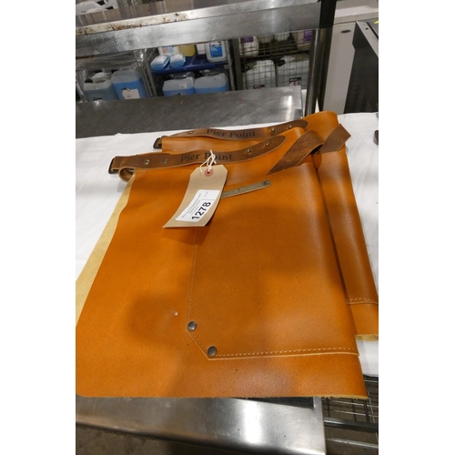 1278 - 2 x leather, waist fit half aprons by Pier Point.