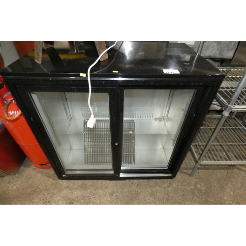 1293 - A counter height 2 door bottle display fridge approx 90x52x90cm - tested working - trade