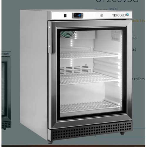 1245 - An unused under counter display freezer by Tefcold type UF200VSG-P - trade