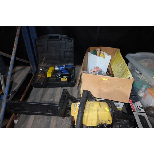 2009 - A quantity of various items including a McCulloch MAC335 petrol engine chainsaw, a PBX cordless dril... 