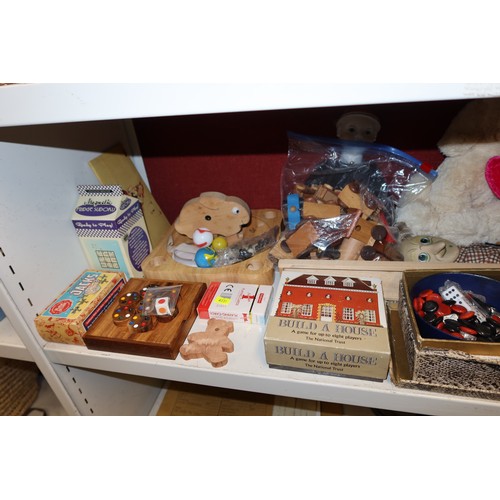 3006 - A quantity of miscellaneous soft toys and other vintage games etc (one shelf)