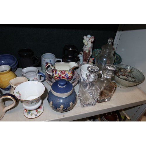 3038 - A quantity of miscellaneous decorative chinaware and ornaments etc (three shelves)