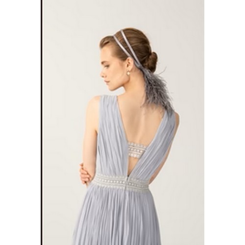 429 - 1 x Rowley Hesselballe Jemre grey pleated bridesmaid dress RRP £ 99(was originally much higher than ... 