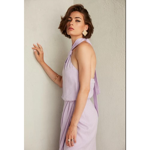 431 - 1 x Rowley Hesselballe Palermo halterneck wrap detail dress in lilac RRP £99 (was originally much hi... 