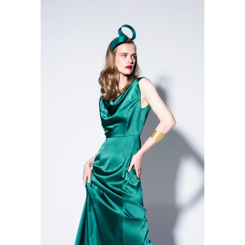 441 - 1 x Rowley Hesselballe Mira green silk evening dress RRP £249 (was originally much higher than this)... 