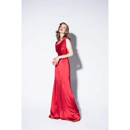 444 - 1 x Rowley Hesselballe Mira red silk evening dress RRP £249 (was originally much higher than this) s... 