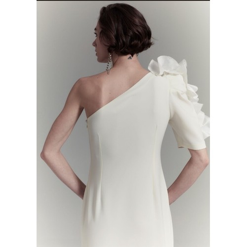 544 - 1 x Rowley Hesselballe Azra one shoulder mini dress in off white luxury crepe  RRP £159 (was origina... 