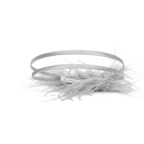 727 - 1 x Eli Peacock X Rowley Hesselballe Mala Ostrich feather headband in grey RRP £358