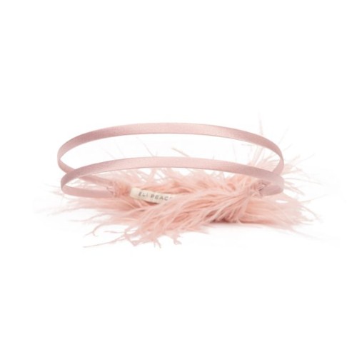 733 - 3 x Eli Peacock X Rowley Hesselballe Mala Ostrich feather headbands comprising 1 x pink, 1 x white a... 