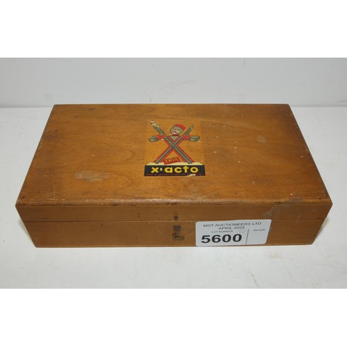 A vintage Trix X-Acto modelling tool set in a wooden box including