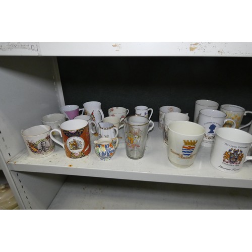 4051 - A large collection of miscellaneous mainly royal commemorative beakers (two shelves)