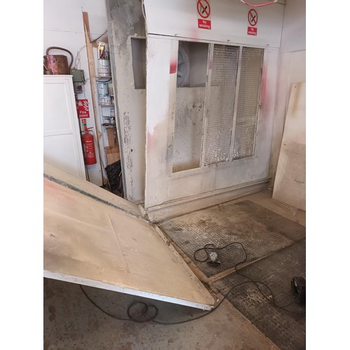 6801 - 1 x large spray booth with fan, lights etc, contents of 2 pallets and 1 stillage which is not includ... 