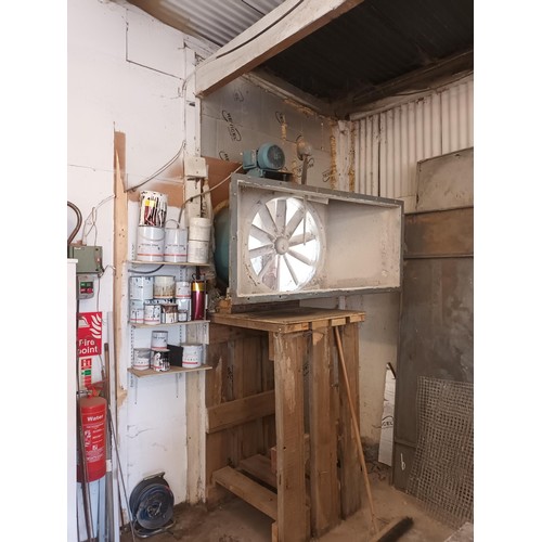 6801 - 1 x large spray booth with fan, lights etc, contents of 2 pallets and 1 stillage which is not includ... 