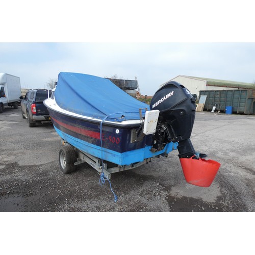 6799 - 1 x 16ft Mayland E-500 fishing boat, fitted with a Garmin fish finder and a Four stroke Mercury 30hp... 