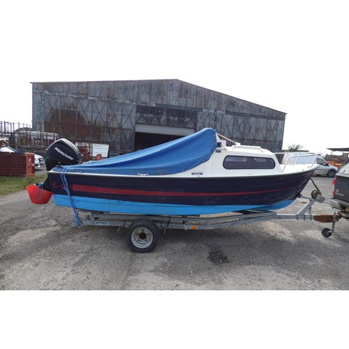6799 - 1 x 16ft Mayland E-500 fishing boat, fitted with a Garmin fish finder and a Four stroke Mercury 30hp... 