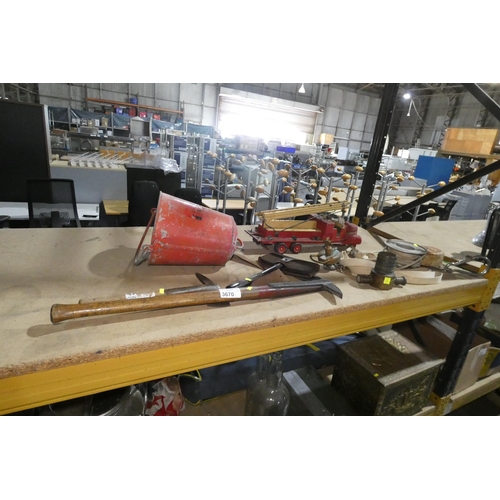A quantity of miscellaneous vintage firefighting equipment including ...
