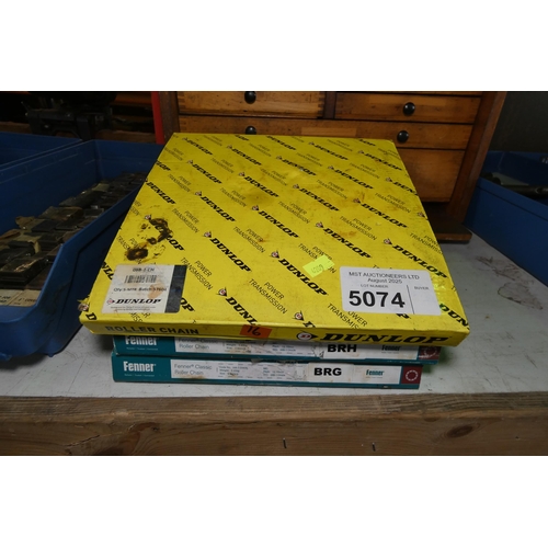 5074 - 3 x boxes of roller chain (1 x Dunlop and 2 x Fenner)