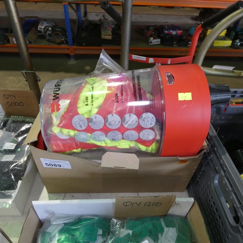 5089 - 1 box containing a quantity of ear plugs and dispensers