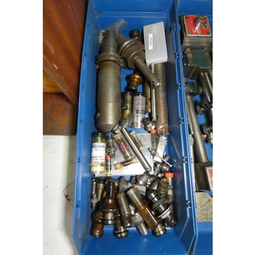 5076 - 1 x blue plastic box containing a quantity of various microbore tooling