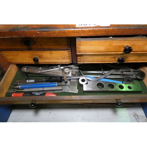 5075 - 1 x precision engineers wooden multidrawer tool cabinet approx 45 x 21 x 29cm high containing a quan... 