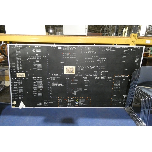 2430 - A large notice board with pop in letters and numbers approx 245*124cm