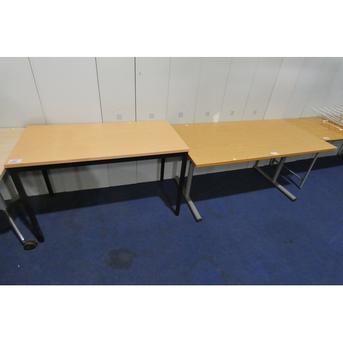 2388 - 2 x wood effect office tables comprising 1 at approx 150 x 75cm and 1 at approx 120 x 60cm